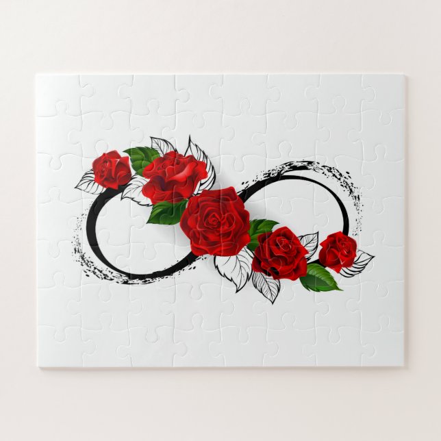 Quebra-cabeça Símbolo Infinity com Rosa vermelha (Horizontal)