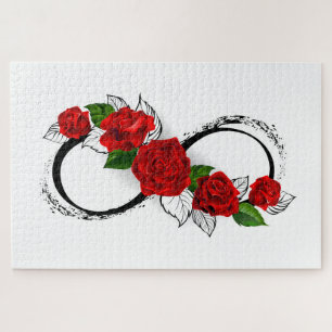 Quebra-cabeça Símbolo Infinity com Rosa vermelha
