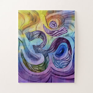 Quebra-cabeça Símbolo OM Desenho de aquarela