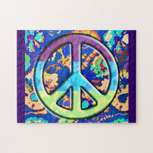 Quebra-cabeça Símbolo Psicodélico Trippy Purple Peace
