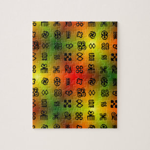 Quebra-cabeça Símbolos de Adinkra com cores africanas
