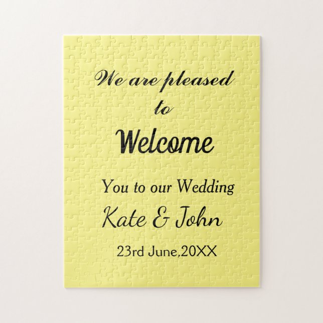 Quebra-cabeça Simples caligrafia mínima adicione seu nome casame (Vertical)