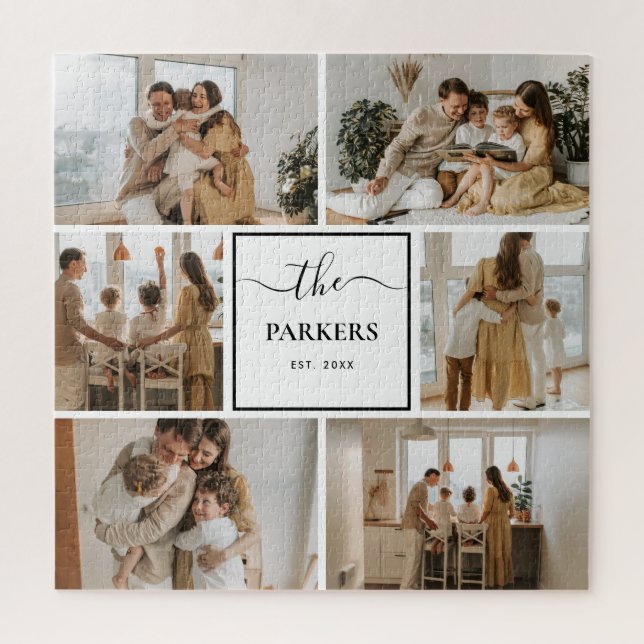 Quebra-cabeça Simples de Colagem de Fotos da Família Personaliza (Vertical)