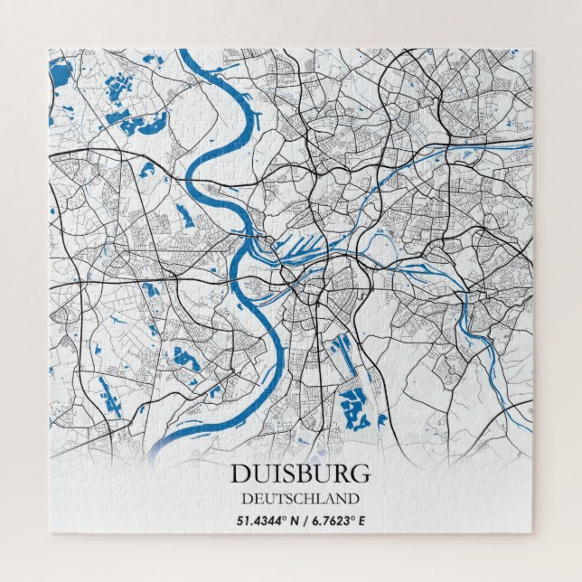 Quebra-cabeça Simples de Mapa de Cidade de Alemanha de Duisburg (Vertical)