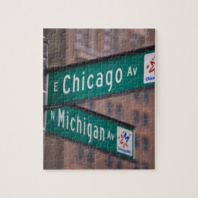 Quebra-cabeça Sinais da Chicago e da Michigan, Chicago, (Vertical)