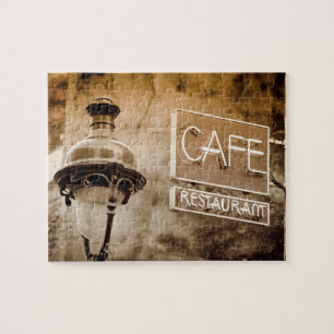 Quebra-cabeça Sinal de café em sepia, Paris, França