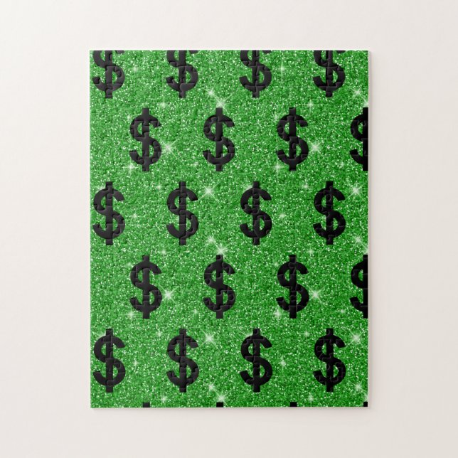 Quebra-cabeça Sinal de Dólar Preto Dinheiro Empreendedor Wall St (Vertical)