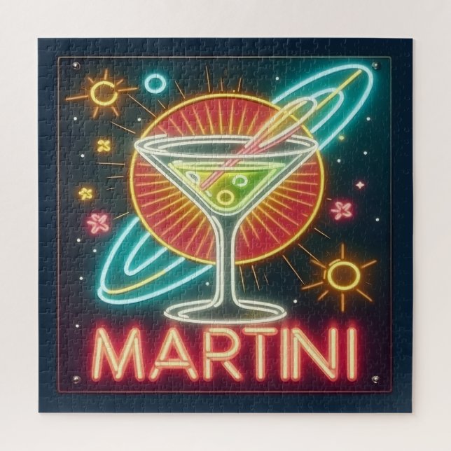 Quebra-cabeça Sinal de Neon Martini meio século (Vertical)