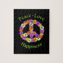 Quebra-cabeça Sinal de Paz Amor e Felicidade a Preto