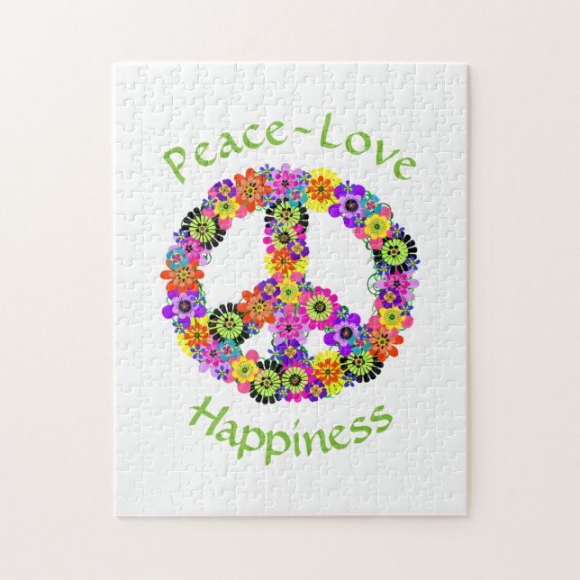 Quebra-cabeça Sinal de Paz Amor e Felicidade em Branco (Vertical)