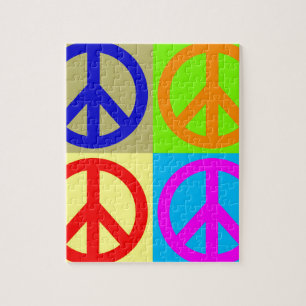 Quebra-cabeça Sinal de paz do pop art de quatro cores