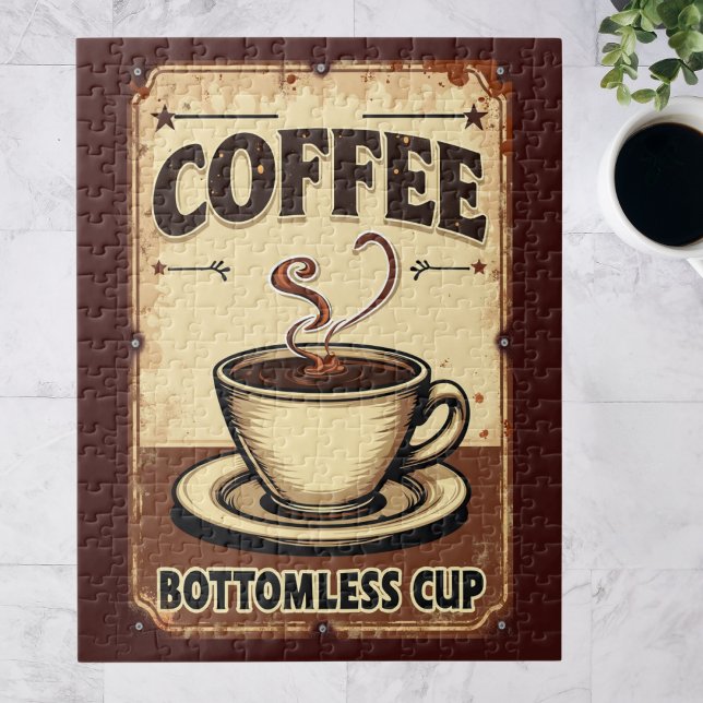 Quebra-cabeça Sinal de xícara sem fundo de café retrô (Criador carregado)