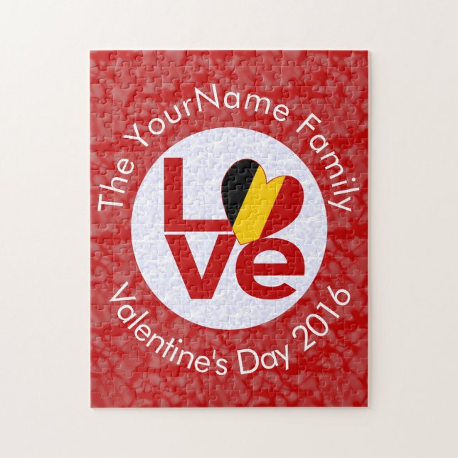 Quebra-cabeça Sinalizador Belga Red LOVE Personalizado (Vertical)