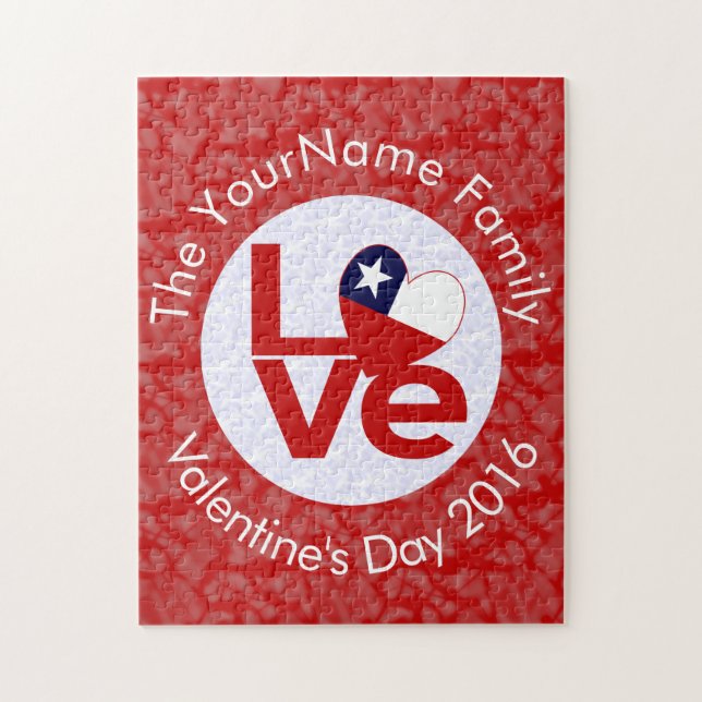 Quebra-cabeça Sinalizador de LOVE Vermelho do Chile Personalizad (Vertical)