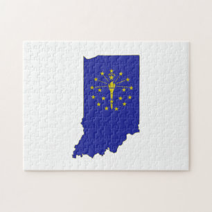Quebra-cabeça Sinalizador e Mapa do Estado de Indiana