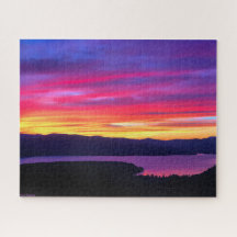 Sinfonia em Crepúsculo: Pintado céu sobre Lago Rec