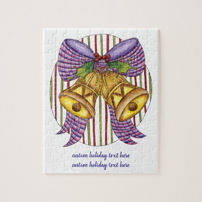 Quebra-cabeça Sinos de Natal Fofos com Fita e Laço (Vertical)