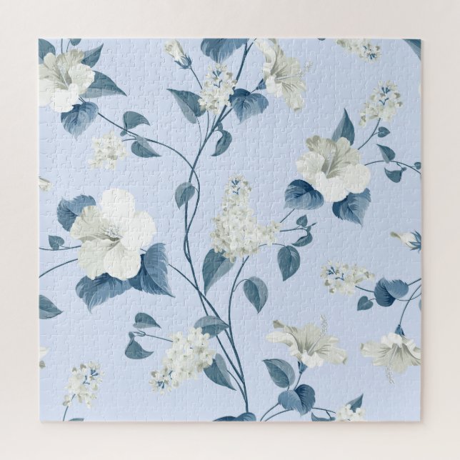 Quebra-cabeça Siringa, flores de hibisco, padrão de tecido. (Vertical)