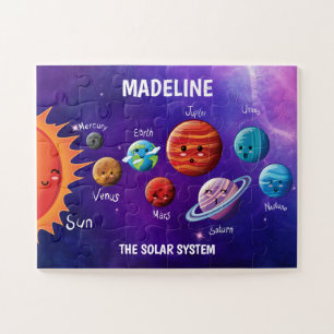 Quebra-cabeça Sistema Solar Kawaii Nome Educativo Jigsee Quebra-