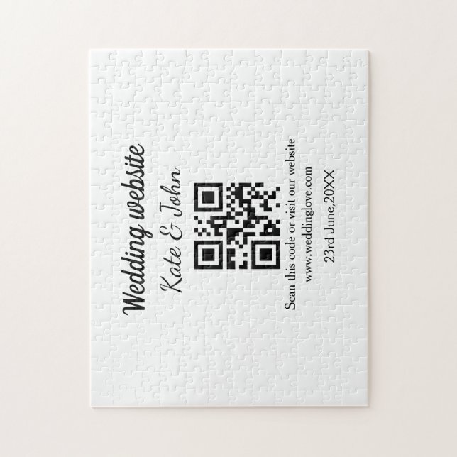 Quebra-cabeça Site de casamento mínimo simples Q R código adicio (Vertical)