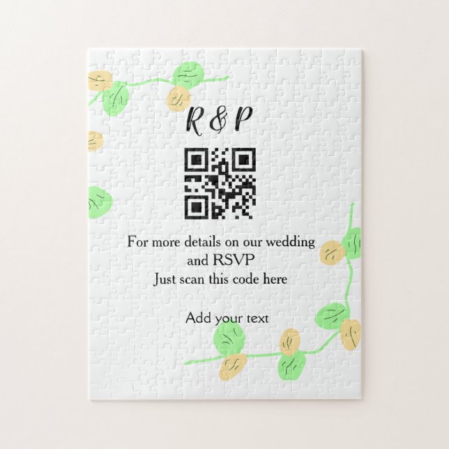 Quebra-cabeça site de casamento rsvp q r código adicionar nome t (Vertical)