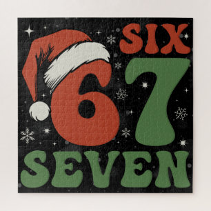 Quebra-cabeça Six Seven 67 Chapéu de Natal Engraçado Natal Xmas