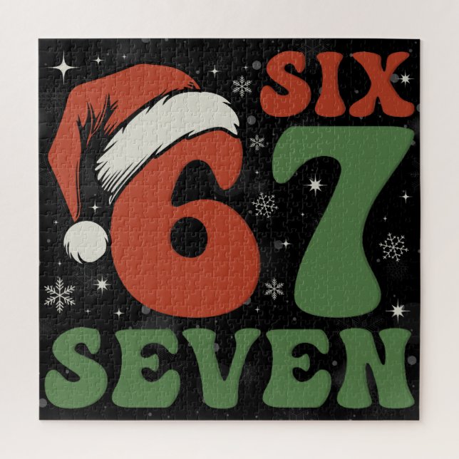 Quebra-cabeça Six Seven 67 Chapéu de Natal Engraçado Natal Xmas  (Vertical)