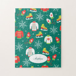 Quebra-cabeça Skates de gelo e Monograma de Neve