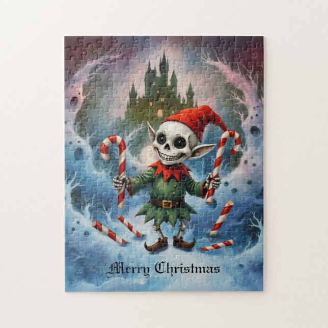 Quebra-cabeça Skeleton Christmas Elf – Creepy Cute Dark Holiday  (Vertical)