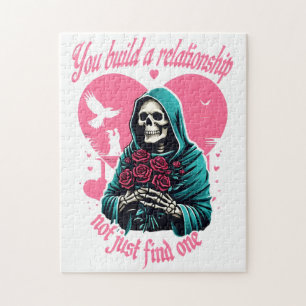 Quebra-cabeça Skeleton Segurando Flores - Você constrói um Relac