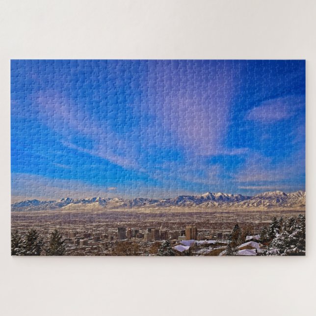 Quebra-cabeça Skies Sobre Salt Lake City, Utah - 20x30 - 1014 pc (Horizontal)