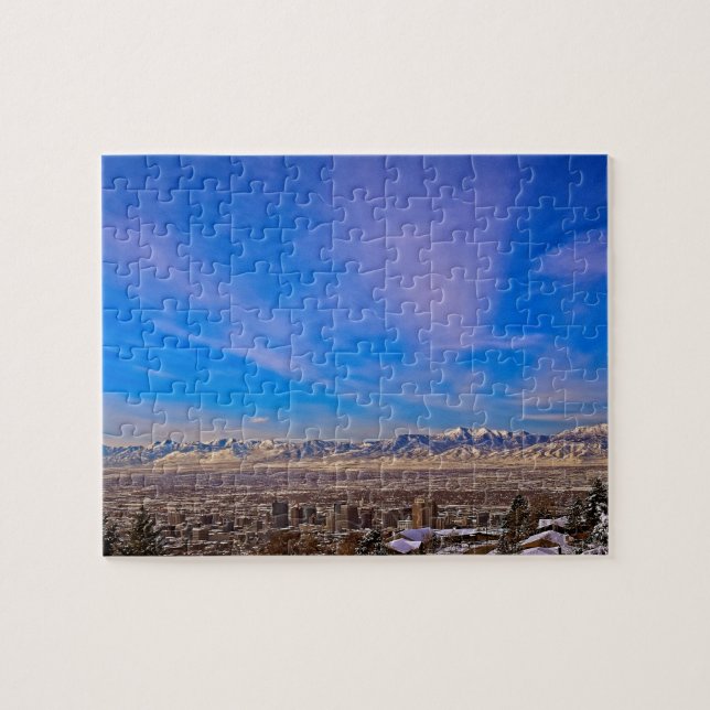 Quebra-cabeça Skies Sobre Salt Lake City, Utah - 8x10 - 110 pc (Horizontal)