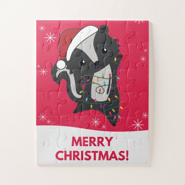 Quebra-cabeça Skunk Natal Skunks Animais de inverno Puzzl (Vertical)
