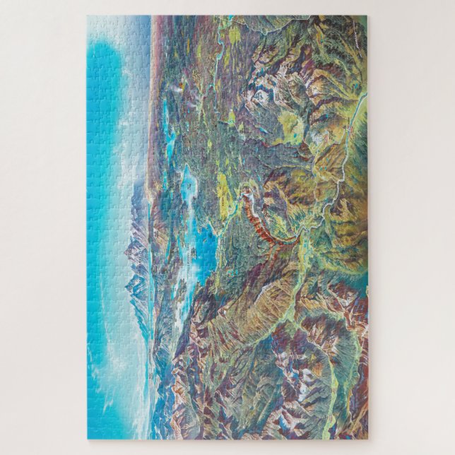 Quebra-cabeça Sky Panorama Mapa do Parque Nacional de Yellowston (Vertical)