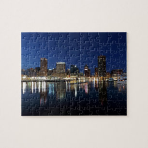 Quebra-cabeça Skyline de Baltimore no crepúsculo