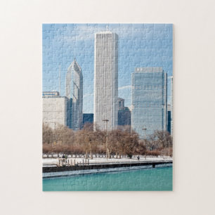 Quebra-cabeça Skyline de Chicago através do Lago Michigan