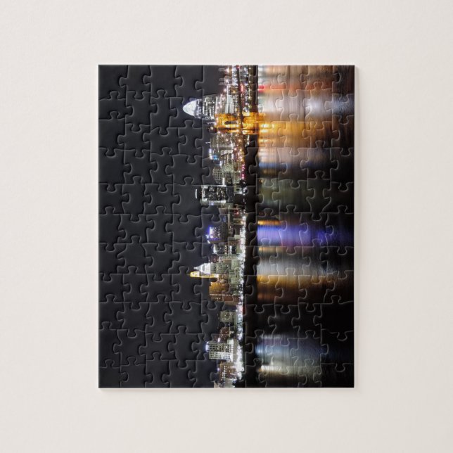 Quebra-cabeça Skyline de Cincinnati na noite (Vertical)