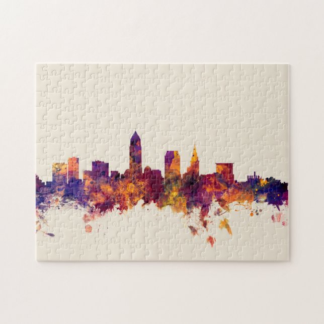 Quebra-cabeça Skyline de Cleveland Ohio (Horizontal)