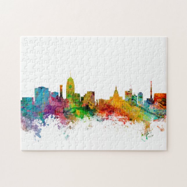 Quebra-cabeça Skyline de Lansing Michigan (Horizontal)