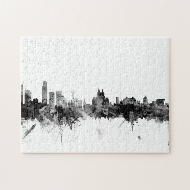 Quebra-cabeça Skyline de Liverpool Inglaterra (Horizontal)