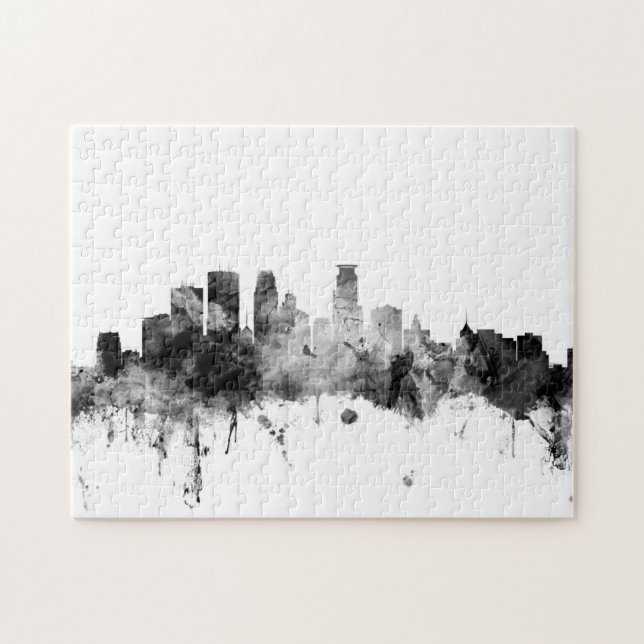 Quebra-cabeça Skyline de Minneapolis Minnesota (Horizontal)