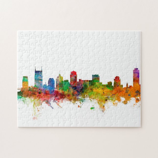 Quebra-cabeça Skyline de Nashville Tennessee (Horizontal)