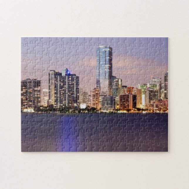 Quebra-cabeça Skyline dos EUA, Florida, Miami no crepúsculo 2 (Horizontal)