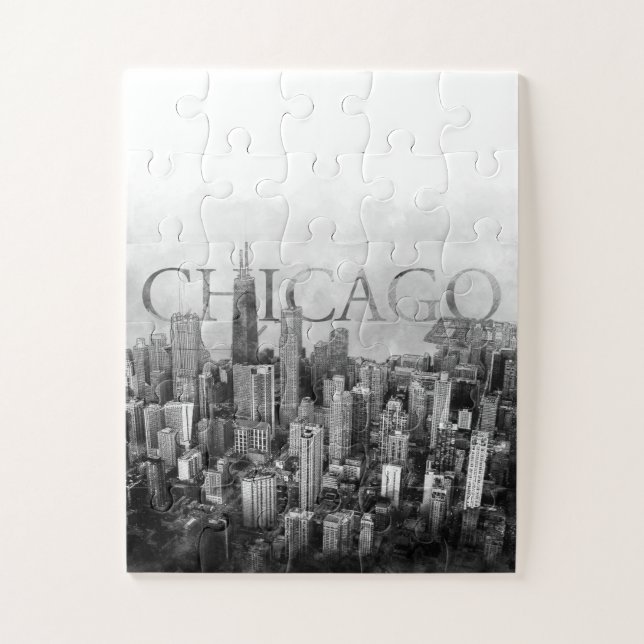 Quebra-cabeça Skyline Sketch Chicago (Vertical)