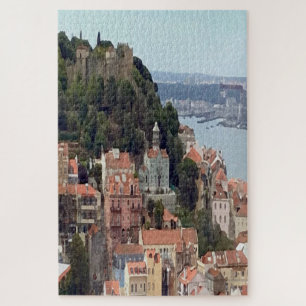 Quebra-cabeça Skyline Watercolor de Lisboa