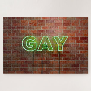 Quebra-cabeça SlipperyJoe letreiro gay neon iluminado brilhante