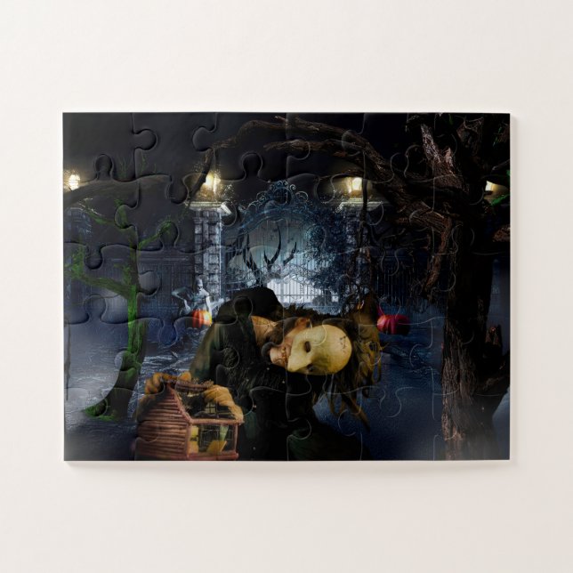 Quebra-cabeça SlipperyJoe's assustador bosques de Halloween gran (Horizontal)