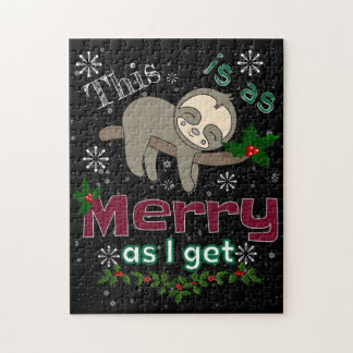 Quebra-cabeça Sloth Merry Christmas Sarcastic Editable Bgd Color