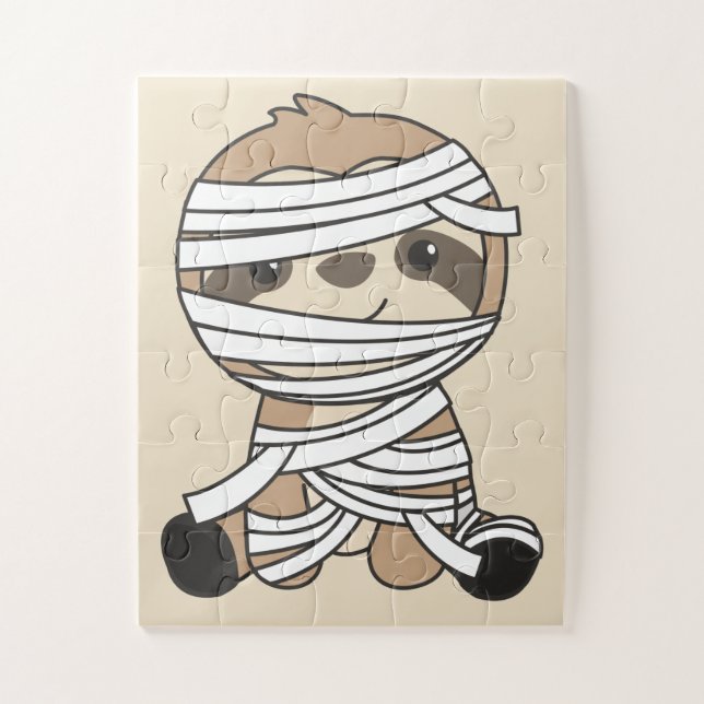 Quebra-cabeça Sloth Mummy Pumpkin Sloths Happy Halloween Jigsee (Vertical)