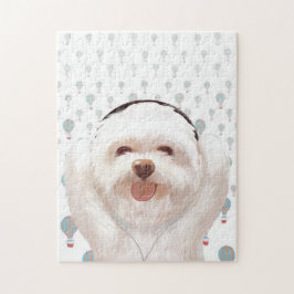 Quebra-cabeça Smile Dog ouvindo música com fone de ouvido